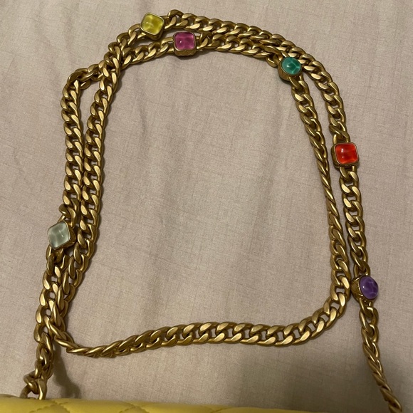 ❌SOLD❌CHANEL Lambskin Resin Quilted Mini Rectangular Pearl Samba Flap Yellow - Picture 8 of 12